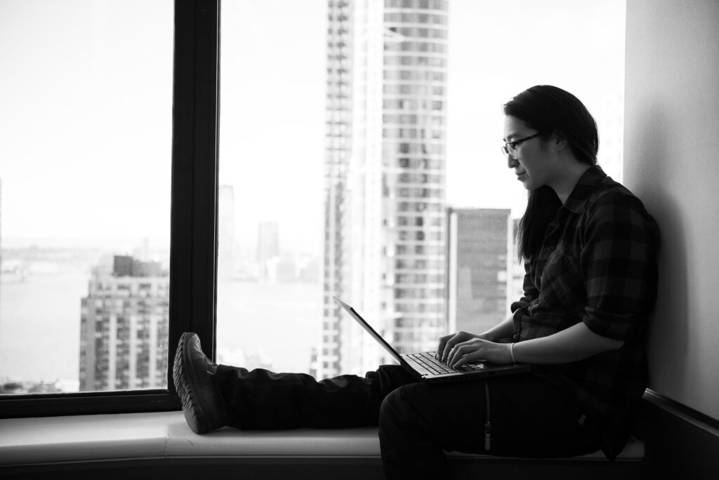 technical program manager on her laptop